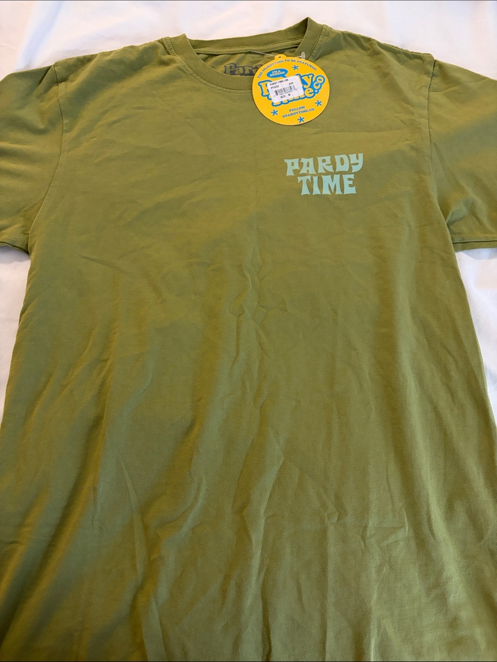 NWT Pardy Time Olive Green Men's Graphic Tee